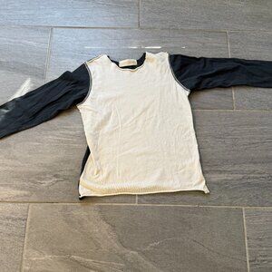 Go Gently Baby long sleeve, off white with dark gray, Size 6